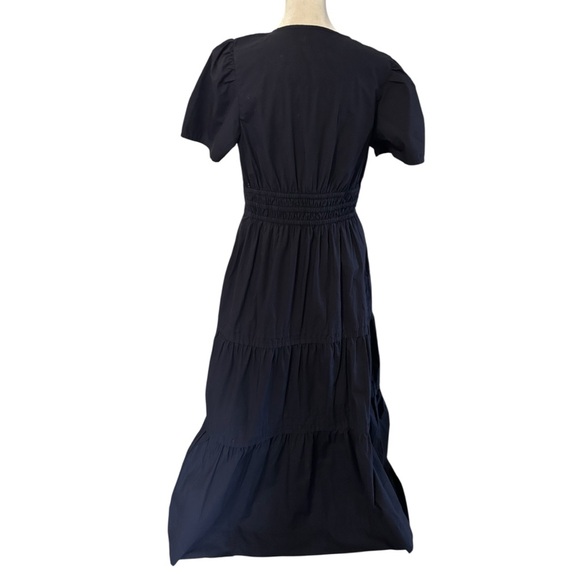 NWT Quince 100% Organic Cotton Poplin Tiered Maxi Dress Navy Blue - Picture 6 of 13